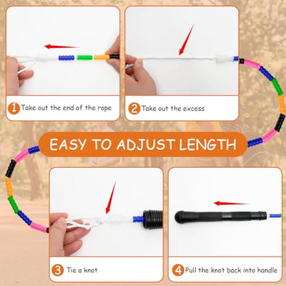 Beaded Jump Rope 1 Pack/2 Pack, ACEONE Segmented Skipping Rope for Kids Adults, Adjustable Tangle-Free Toddler Jumping Rope for Fitness Exercise Training - color: Rainbow Green