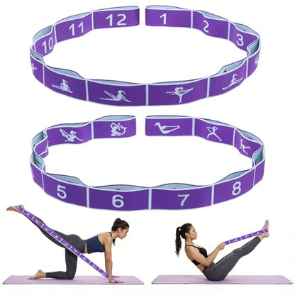 Yoga Straps for Stretching, Elastic Bands for Exercise 12 Gears