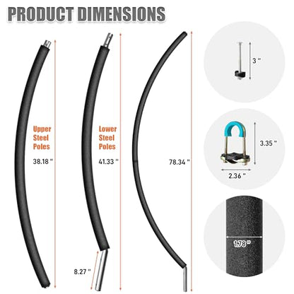 2PCS Trampoline Poles Replacement, Enclosure Curved Poles with T-Connector