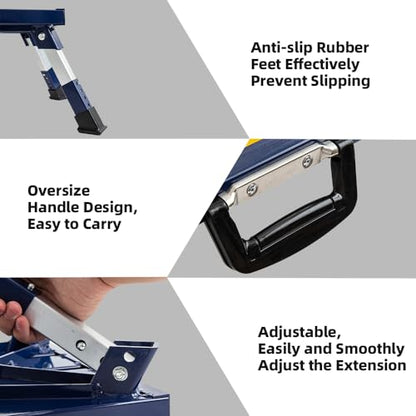 Homeon Wheels Adjustable RV Step Stool, Folding Aluminum Platform, Blue - color: Blue