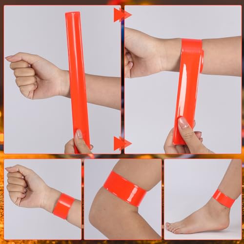 20 Pcs Reflector Snap Bands Fluorescent Slap Armbands - color: Red