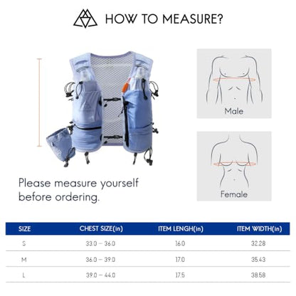 Haimont 8L Trail Running Hydration Vest with Soft Flasks - color: Light Blue, size: Medium