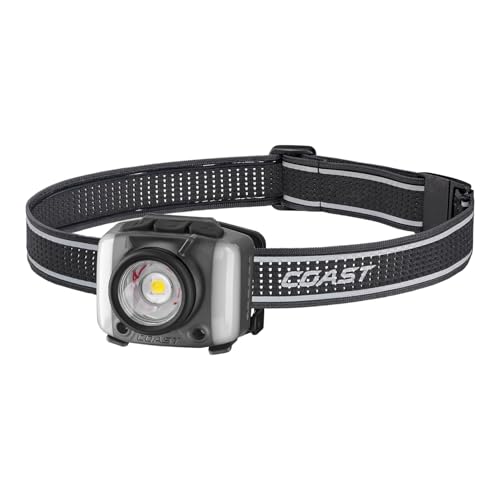 Coast FL97R Voice-Controlled 1200 Lumen Rechargeable LED Headlamp with Pure Beam Spot & Flood, ARC Lighting, Red & Green Color Modes, Glide Focus Radial Arm Dial and USB-C Charge Port, Grey - color: Gray