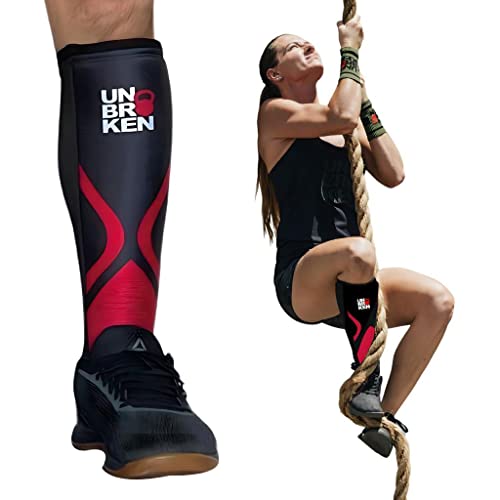 UNBROKENSHOP Cross Fitness Shin Guard Calf Compression Sleeve 7mm, Weightlifting, Deadlift, Rope Climb, Box Jumps for Men and Women Single - size: Small-Medium