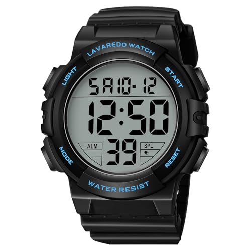 Mens Digital Watch, Sport Military Watch for Men, LED Large Face - color: 04-Blue