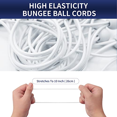 6 Inch Ball Bungee Cords, Heavy Duty UV Resistant Elastic Strap, Reusable Tie Down Cord with Balls, Indoor Outdoor Cords for Golf Net, Soccer Goals, Camping, Tent Poles, Hose (White, 20 Pack) - style: White 20 Pack