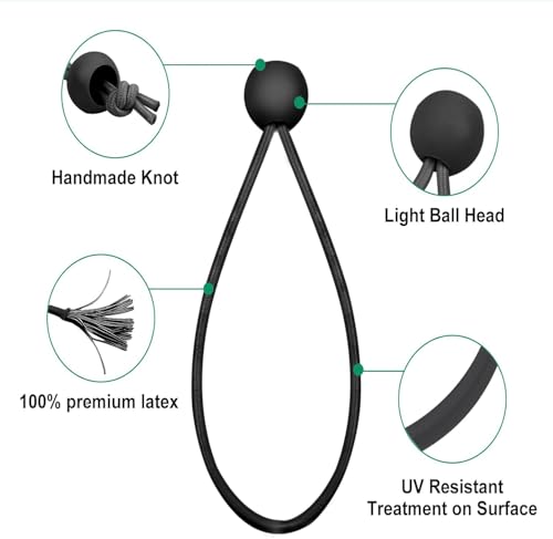 32-Piece 9-Inch Black Bungee Balls - color: Black, size: 9in/32pc