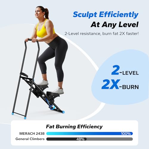 MERACH Stair Stepper with Adjustable Resistance, Foldable Stair Climber - color: Black