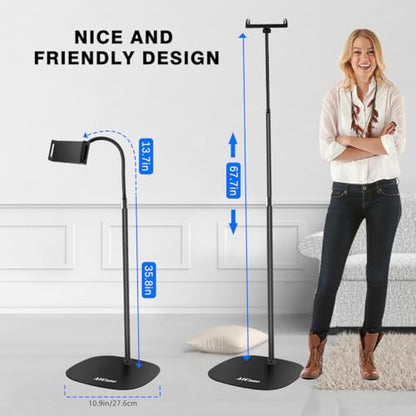 AICase Aluminium Adjustable Height Adjustable (91 cm - 137 cm) & 2.2 kg Stable Base with Gooseneck Compatible with iPad/Tablet from 4.6-13 Inches/Mobile Phone Holder Holder Floor Stand