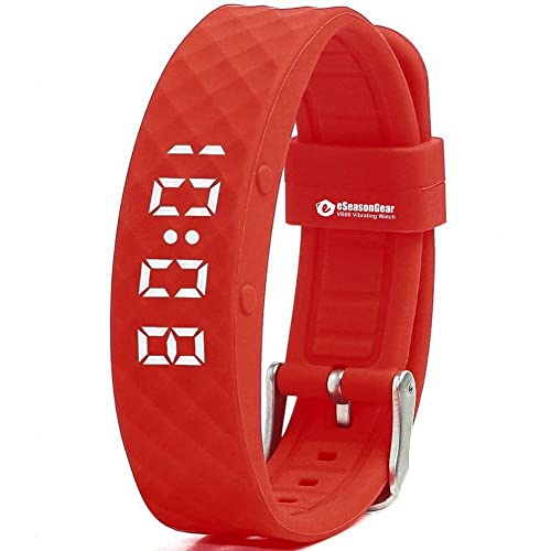 VB80 12 Alarm Vibrating Watch, Silent Vibration Shake Wake ADHD Medication Reminder - color: Red-Large