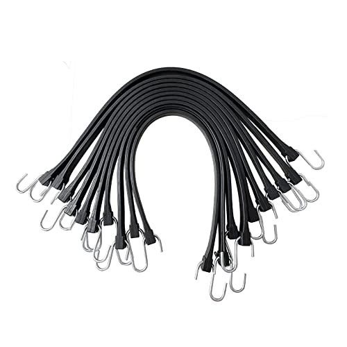 ROBLOCK 21" Rubber Tarp Straps with 150% Max Stretch, 100% EPDM Bungee Cords with Metal Crimped S Hooks, Ideal for Securing Tarps, Cargo, Canvases, Weatherproof (10 Pack) - size: 21 Inch(pack of 10)