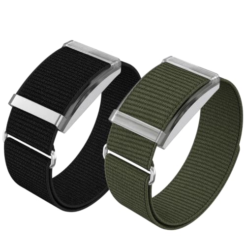 2-Pack Nylon Hook and Loop Wristband Compatible with COROS Heart Rate Monitor Replacement Wristband - color: Black + Army Green