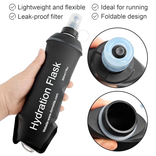 WILDREEDS 150ml Soft Flask, TPU Collapsible Soft Water Bottle for Hydration Pack, Running Vest, Folding Water Bottle for Hiking Cycling Climbing-2Pcs, Black - color: 2pcs, 150ml Black