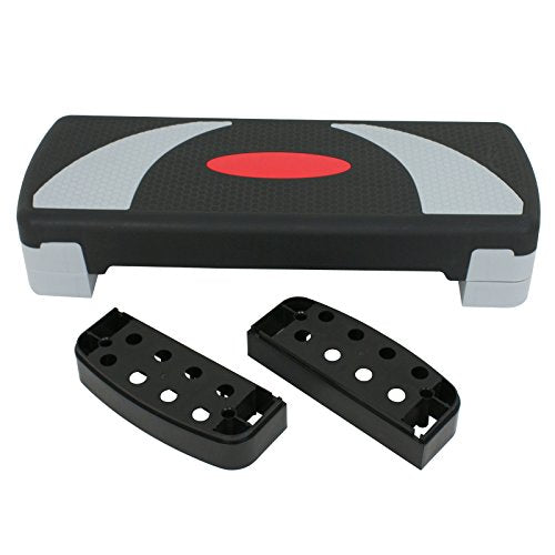ZENY 31’’ Aerobic Step Platform, Workout Stepper with 4 Stable Risers - color: black-grey