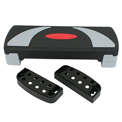 ZENY 31’’ Aerobic Step Platform, Workout Stepper with 4 Stable Risers - color: black-grey