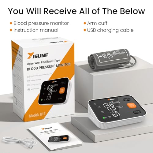 Arm Blood Pressure Monitor, Automatic Digital Blood Pressure Machine for Home Use with Dual User Memory, Adjustable BP Cuff, Unlimited Free Measurement