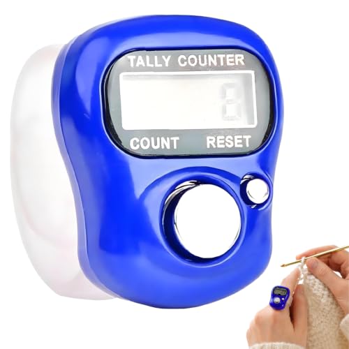 5 Digit LED Digital Row Counter, Handheld Tally Counter with Ring Electronic Click Counter for Golf and Lap Counting - color: Blue
