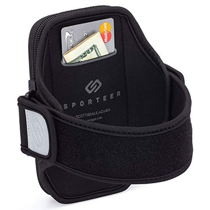 Sporteer Velocity V8 Running Armband - Fits Large Cases - Slim No-Bounce Holder for iPhone 17/16/15 Pro Max & Plus, Galaxy S26+/S25+, Pixel 10 Pro XL - Large-Format Modular Fitness Case - size: S/M Straps