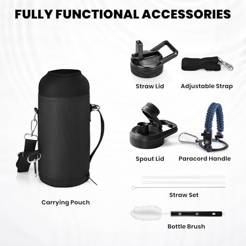 RAYMYLO Insulated Water Bottle 32 oz, Triple Wall Vacuum Stainless Steel - color: Dark Blue, size: 32 Ounces