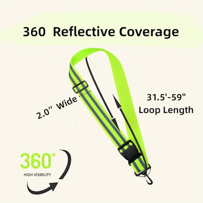 2 Pcs Reflective Belt Sash Walking Gear, High Visibility Safety Running Gear, Night Walking Safety Gear for Men Women Kids Night Dog Walking Gear - color: Green