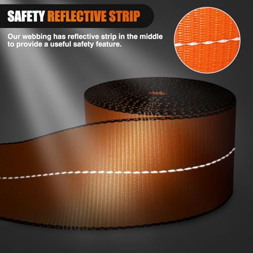 Nilight Truck Straps 4" x 30' Heavy Duty Tie Down with Flat Hooks - color: 4in x 30ft Truck Straps 4PCS Orange