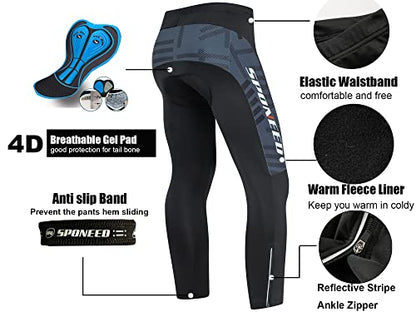 sponeed Men's Cycling Jersey Full Sleeve Riding Wear Long Sleeve T Shirts Pants - color: Fleece Grey Multi, size: Medium