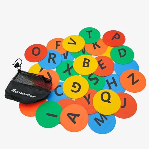 Alphabet Floor Spot Markers, Set of 20 (4 inch) – ABC Letter Carpet Markers for Classroom, Preschool & Kindergarten Learning, Circle Time & Floor Games – Non-Slip, Indoor/Outdoor - color: Alphabet