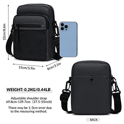 Lohol Small Messenger Bag for Men Women, Water Resistant Adjustable Crossbody Sling bag Purse for Travel Sports - color: Dark Grey