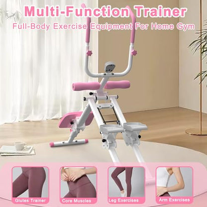 Stair Stepper & Ab Machine–Quiet Hydraulic,Foldable,Compact - color: Pink