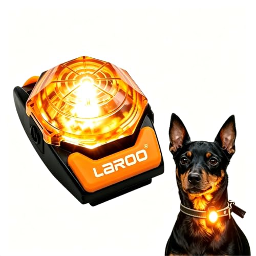 LaRoo Dog Collar Light, 3 Modes Rechargeable LED Dog Lights for Night Walking, IPX6 Waterproof Clip-on 13g Ultra Pet Safety Light Accessories for Nighttime Walking -Yellow - color: Yellow-B
