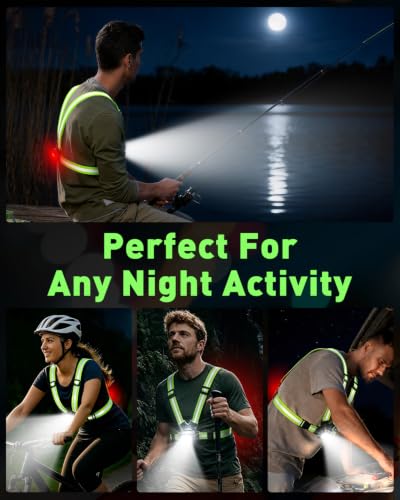 Running Chest Light [2 Color & 7 Modes] 500LM High-Visibility Reflective Running Vest Light with Adjustable 45° Beam, Waterproof Safety Light for Night Running Walking Hiking Camping Cycling Jogging - size: Front & Rear Light