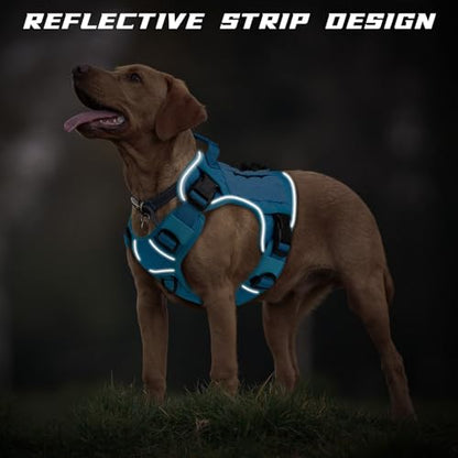 WINGOIN Blue Tactical Dog Harness for Large Dogs,No Pull Dog Harness - color: Blue, size: X-Large: 70-120 lbs (Chest:29-39",Neck:21-26")