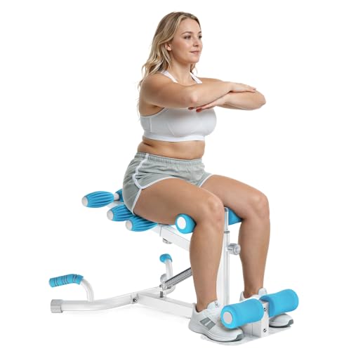 MERACH Deep Squat Machine for Women, Adjustable Glutes Trainer Machine, Core & Leg Exercise, Push Up Board Workout Equipment at Home Gym - color: White&Blue, size: X-Large