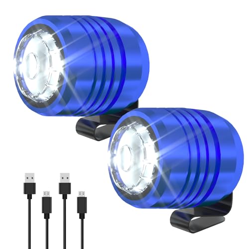 2 Rechargeable Headlights Compatible with Clog, Adjustable Light for Shoes, Flashlights Accesories for Kids Adults Sandals, Clip on Clog, Headlamps Shoes Decorations, Blue