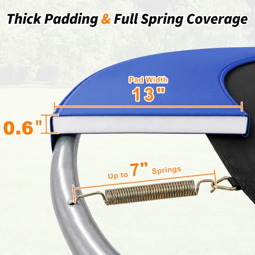 Exacme Double-Sided Round Trampoline Spring Cover, Replacement Safety Pad - color: Blue, size: 16FT