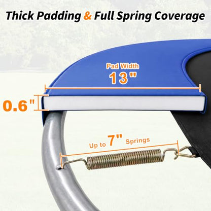 Exacme Double-Sided Round Trampoline Spring Cover, Replacement Safety Pad - color: Blue, size: 16FT