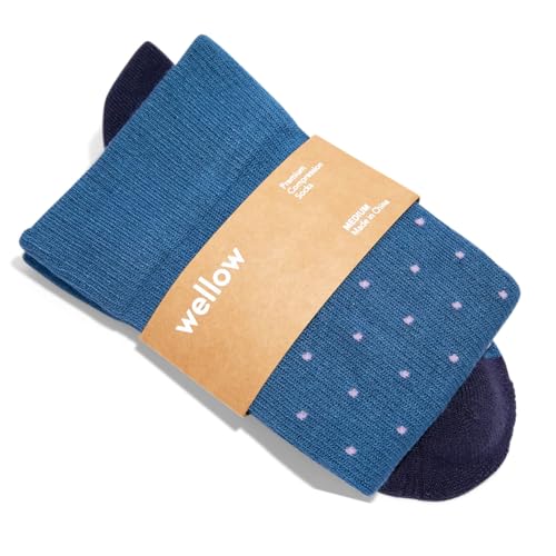 Socks by Wellow - color: Cobalt Dot Wide Calf, size: Medium