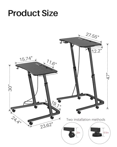 Adjustable Height Standing Desk for Walking Pad, Treadmill Desk with Wheels - color: Black