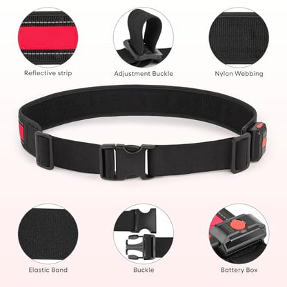 Illumifun LED Running Belt - USB Rechargeable Light Up Sash, High-Visibility Elastic Waistband Light for Running Cycling Hiking Camping Nighttime Activities - color: Red