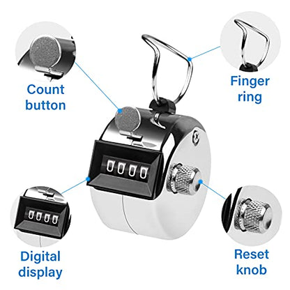 Tally Counter, 4-Digit Clicker Counter, Metal Hand Tally Counters Clicker Pitch Counter for Counting, Knitting, Coaching, Golf, Lap, Fishing - color: A-3 PCS