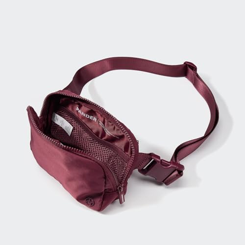 Pander Nylon Fanny Pack for Women, Two-Way Zipper Crossbody Bag - color: Red Merlot