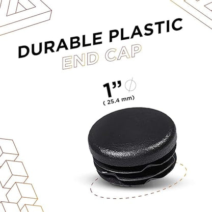 Prescott Plastics 1" (25.4mm) Outer Diameter Ribbed Plastic Hole Plugs, Round Black Metal Tubing End Caps, Strong Furniture Leg Inserts, Impact & Weather Resistant, Made in the USA - 10 Pack - color: 10 Pack, size: 1"