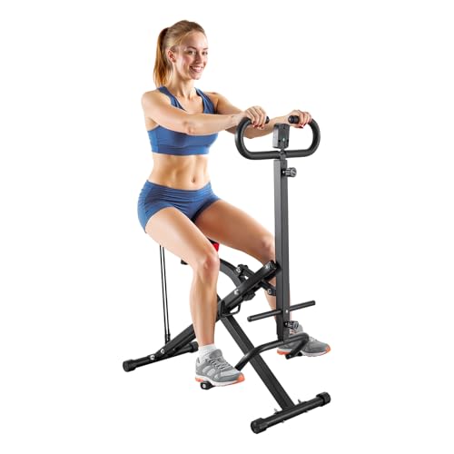 VEVOR Squat Machine, Deep Squat Rowing Machine for Home, Easy Setup & Foldable Exercise Equipment, Glute Trainer Machine with 2/3 High-Strength Resistance Bands, Glutes & Leg Home Workout Machine - style: 2 High-Strength Resistance Bands