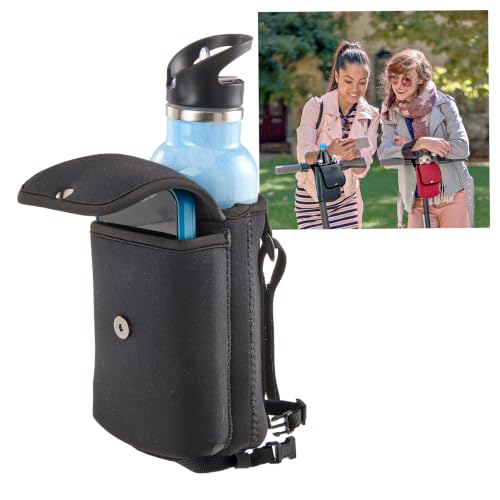 Neoprene Bottle Holder and Phone Holder for Walker, Scooter, Wheelchair - color: Black