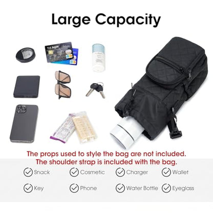 sportsnew 40oz Crossbody Water Bottle Bag for Gym Hiking - color: Quilt Black