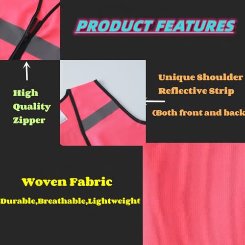 Pink Safety Vest For Kids, Hi Vis Toddler Construction Vest, S Zipper - color: Pink, size: Small