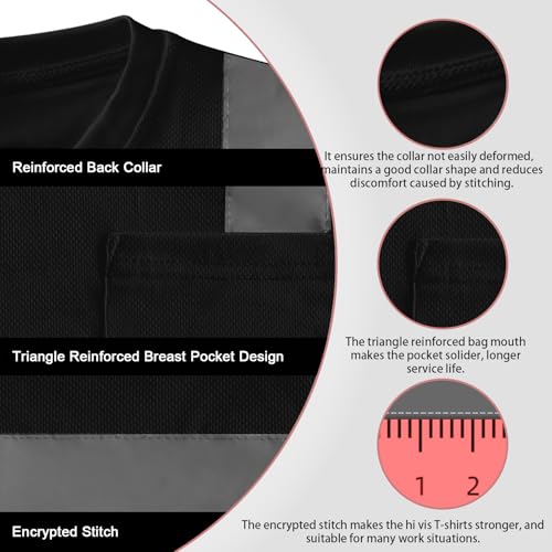 Safety Shirts for Women High Visibility Shirts, Black-CV XS - color: Black-wcxj, size: X-Small
