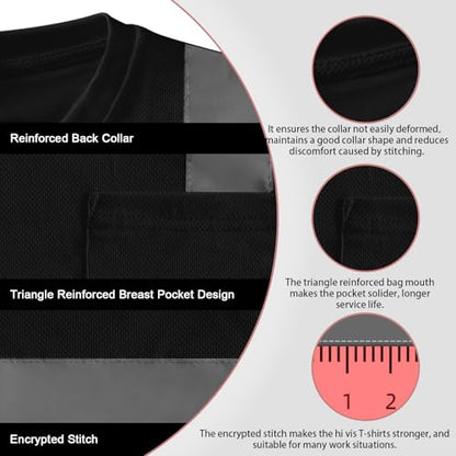 Safety Shirts for Women High Visibility Shirts, Black-CV XS - color: Black-wcxj, size: X-Small