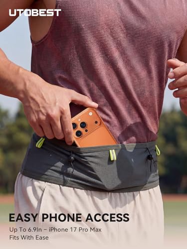 UTOBEST Running Belt for Men & Women, No Bounce Running Waist Pack, B7 Pro - color: Grey, size: L(32.2-33.8")