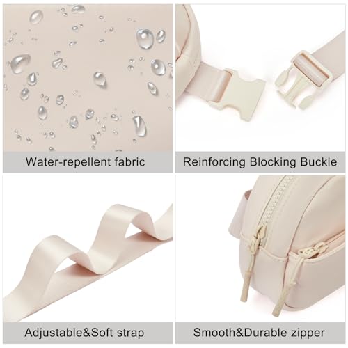 WESTBRONCO Fanny Packs for Women Men, Small Belt Bag Nylon, Lightweight Fashion Waist Packs, Mini Crossbody Bags with Adjustable Strap for Workout Running Traveling(Beige) - color: Beige-302